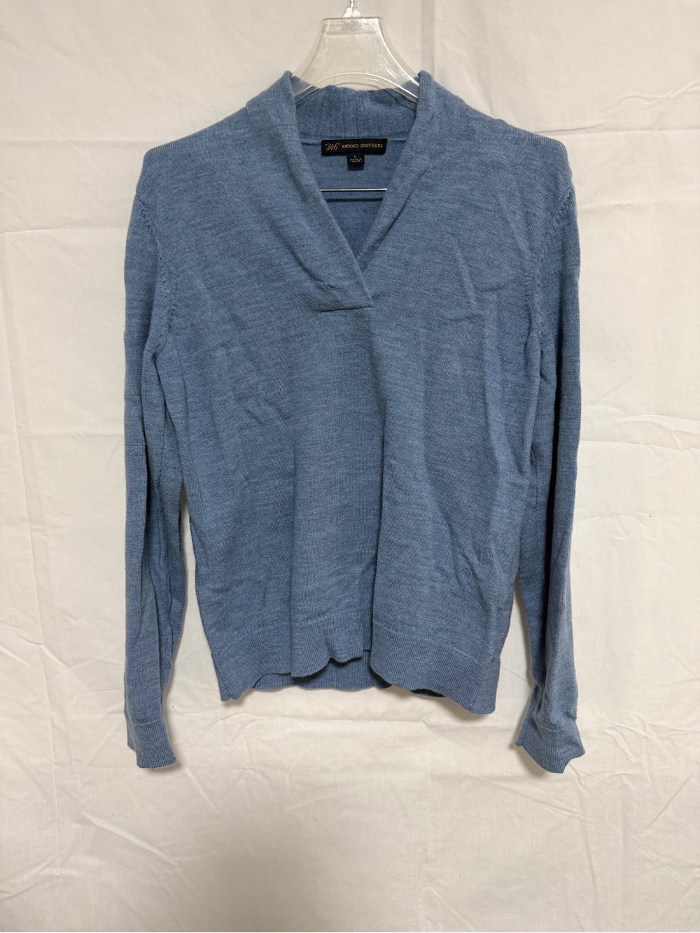Brooks Brothers Blue V-Neck Lightweight Sweater
